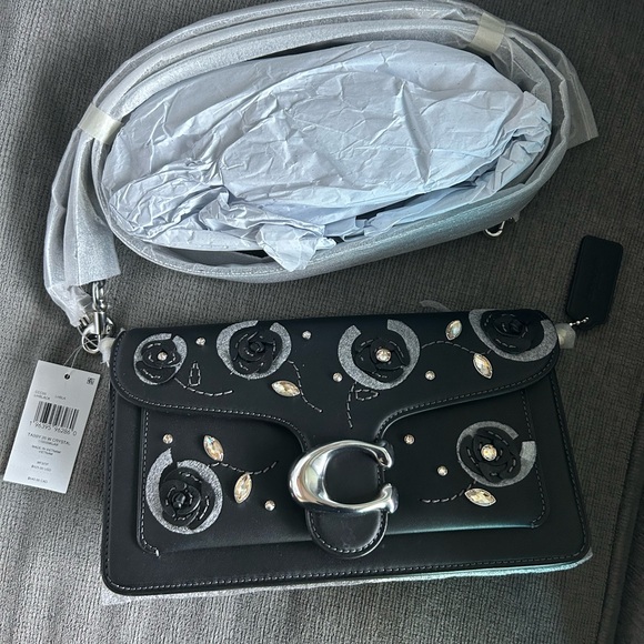 Coach Black and Silver Floral Clutch - Picture 5 of 15